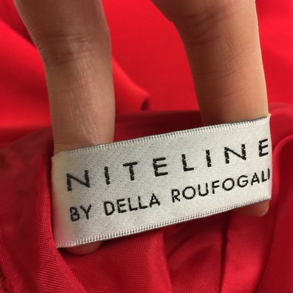 Niteline Della Roufagali Sheath Dress Size 10 Womans Red Halter Beaded Open Back - Picture 5 of 15